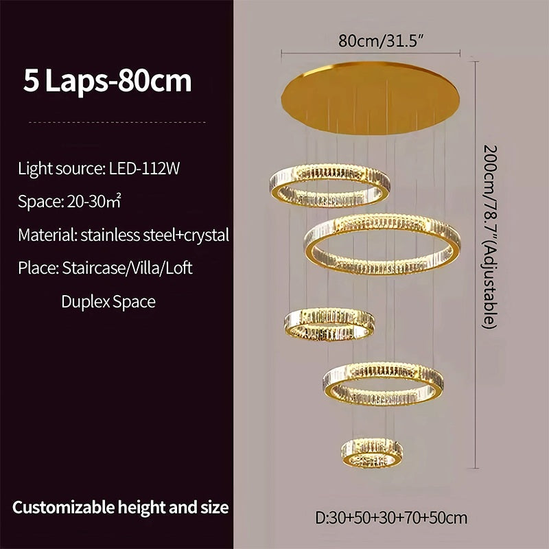 Feyran Nordic Circular Villa Crystal Chandelier