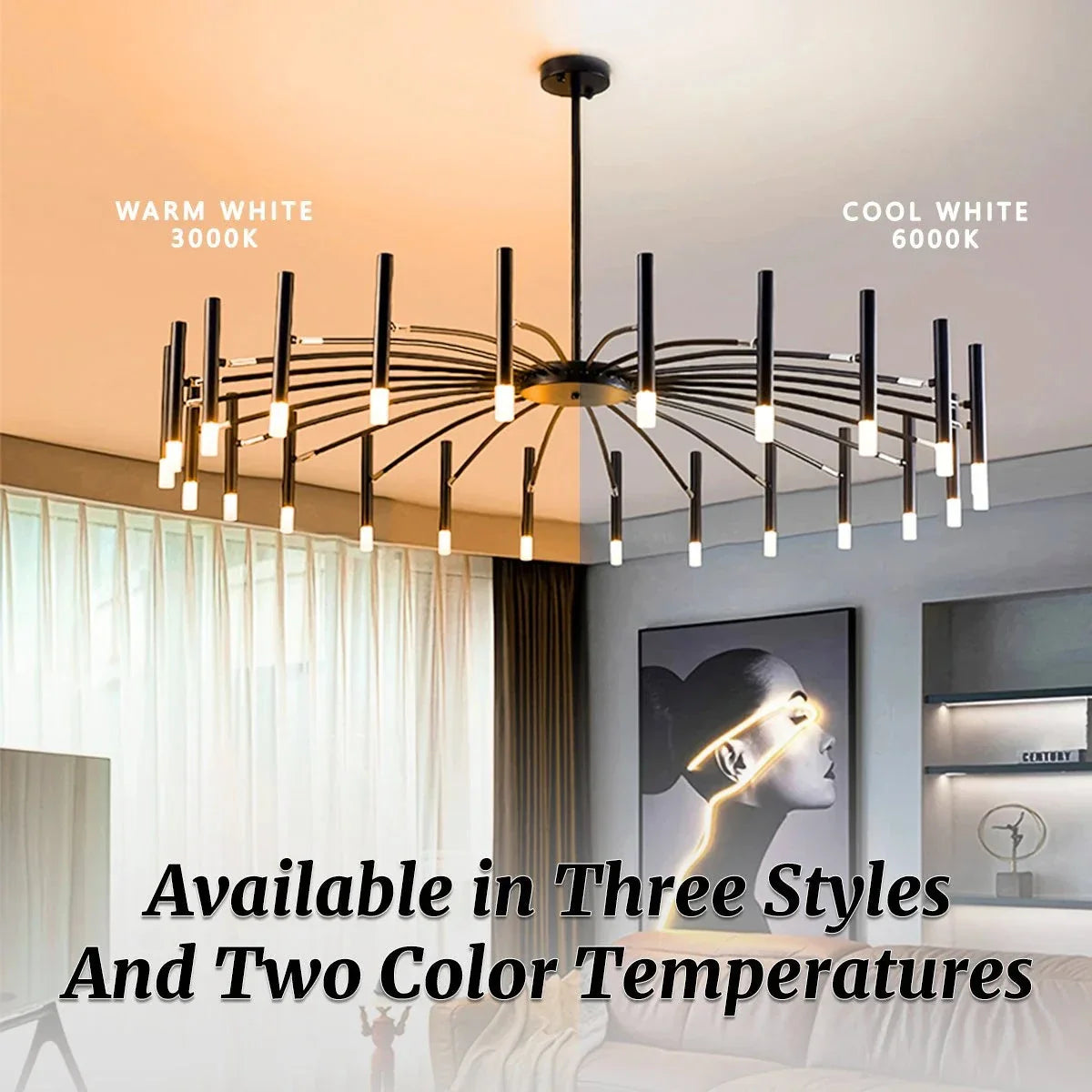 Feyran Modern Adjustable Candelabra Chandelier for Living Room