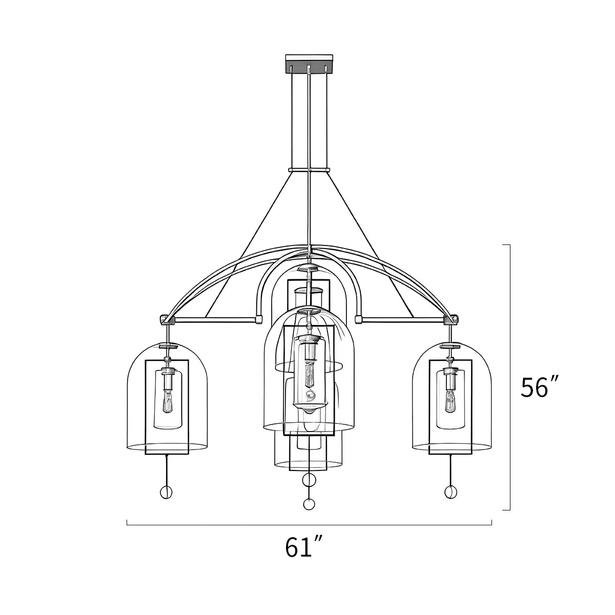 Feyran Bell Glass Chandelier for Living Room