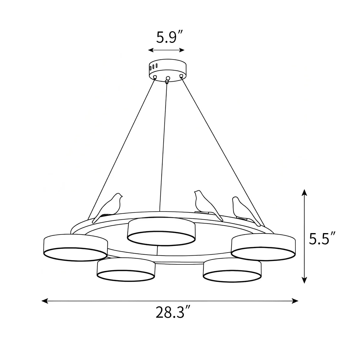 Feyran Sienna Bird Round Chandelier for Living Room