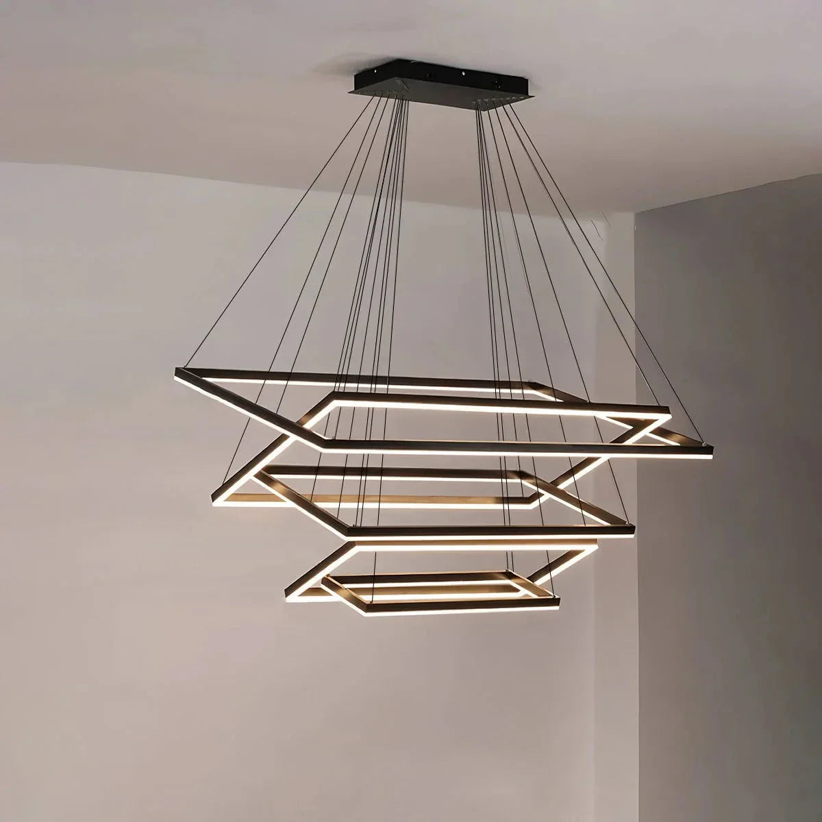 Feyran Modern Black Tiered Rectangular Chandelier