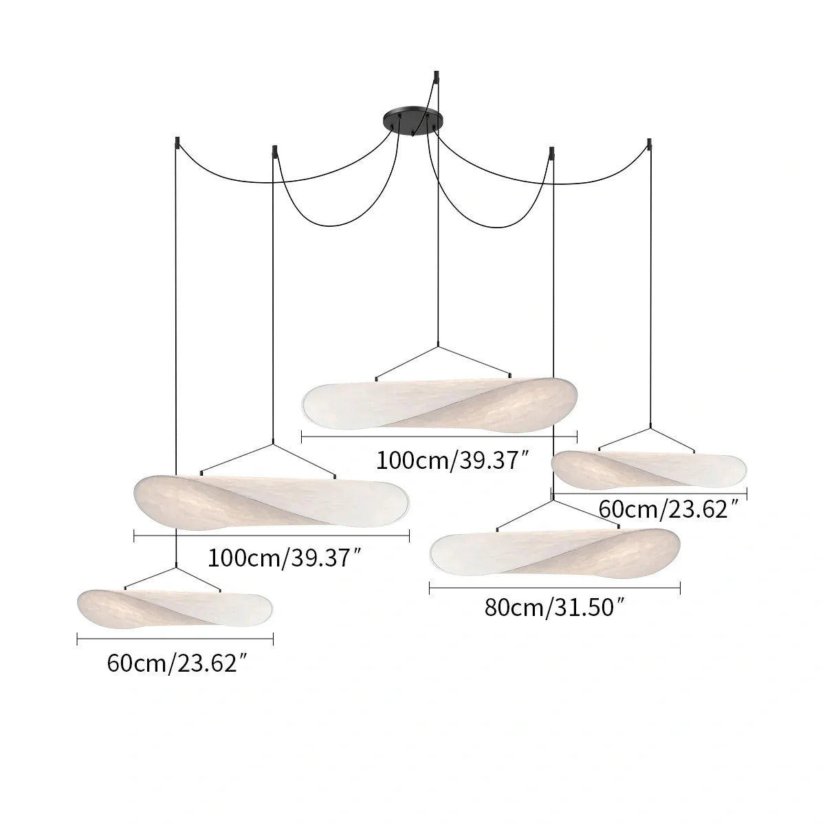 Feyran Zen Art Cloud Shape Silk Pendant Light for Living Room