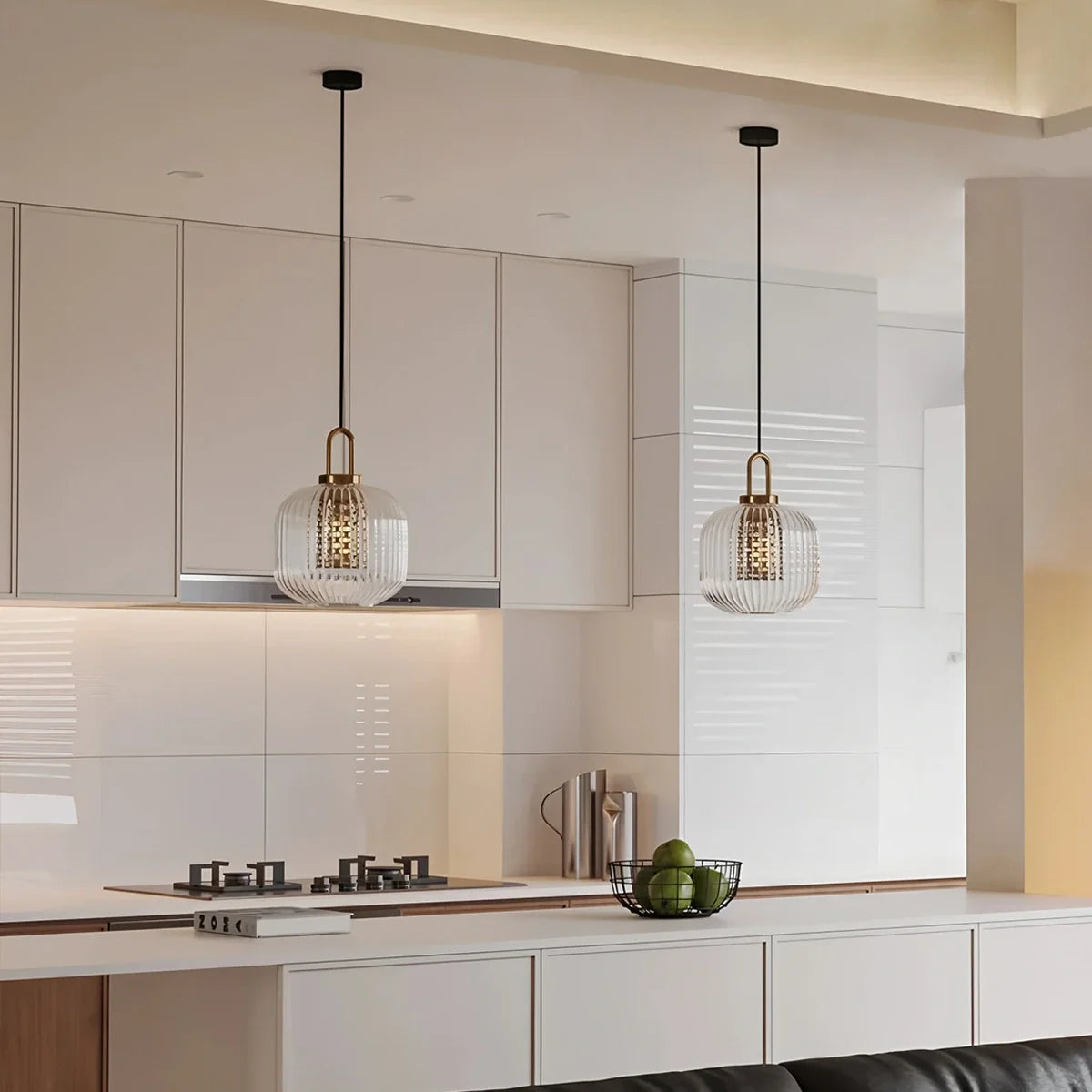 Feyran Modern Ribbed Clear Glass Pendant Light