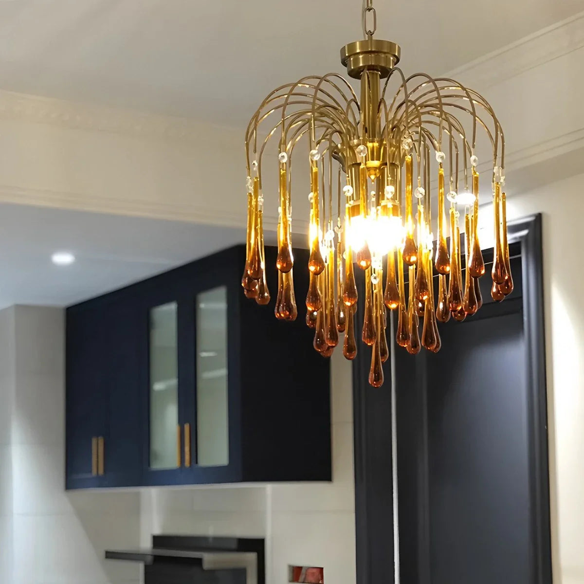 Feyran French Retro Water Drop Glass Chandelier