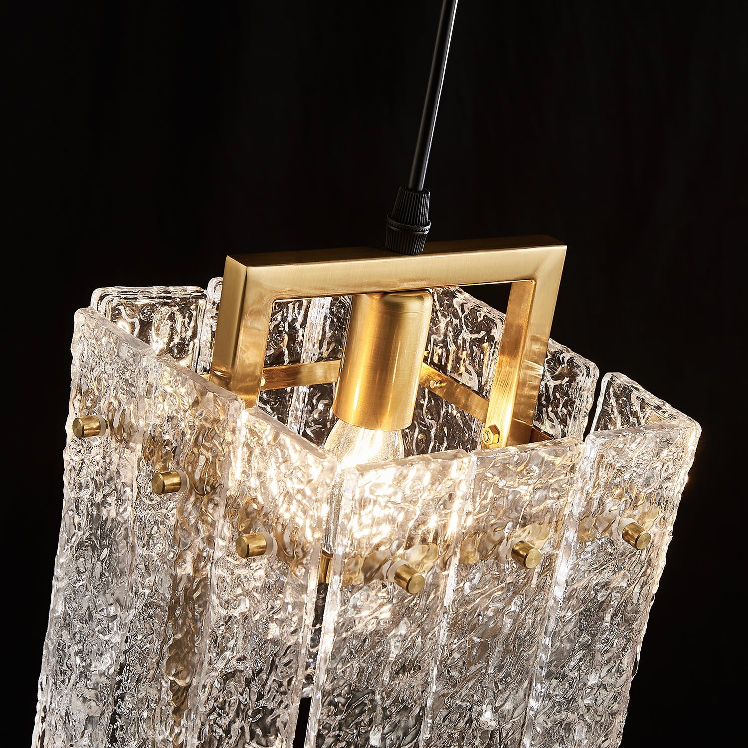 Square Frame Cracked Glass Lampshade Pendant Light - Detail | Feyran