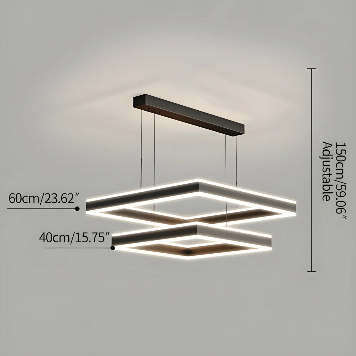 Feyran Tiered Black Square Pendant Lamp for Living Room