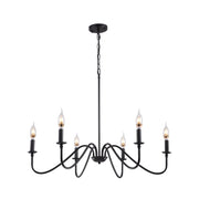 Modern Farmhouse Black Metal Candle Chandelier
