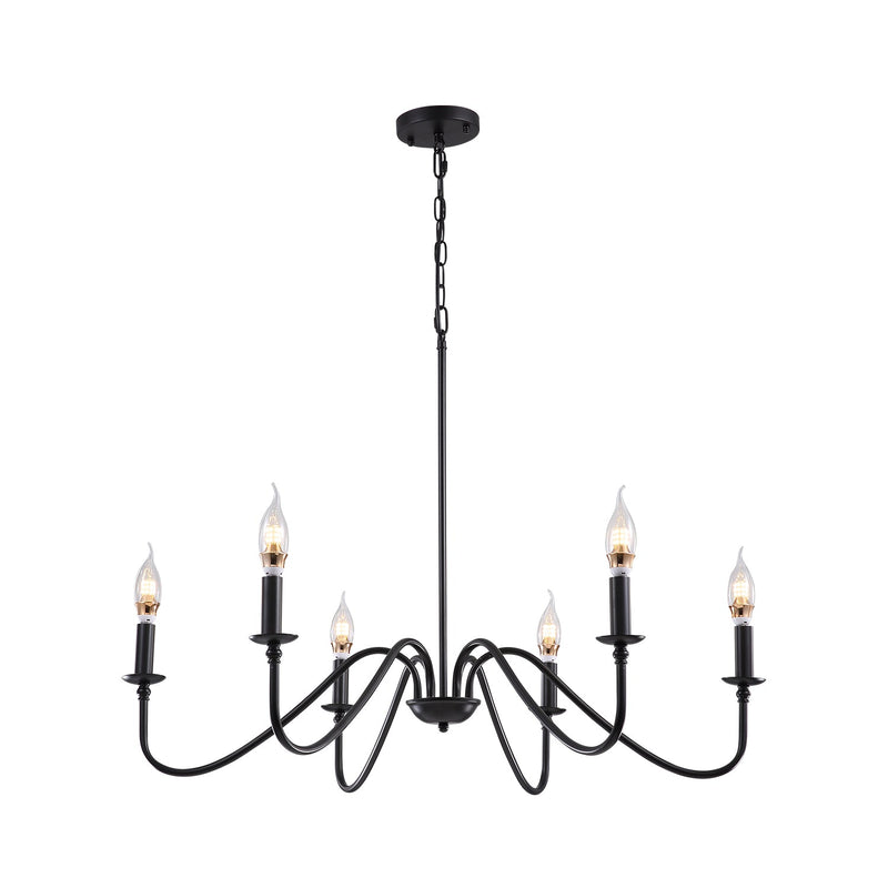 Modern Farmhouse Black Metal Candle Chandelier