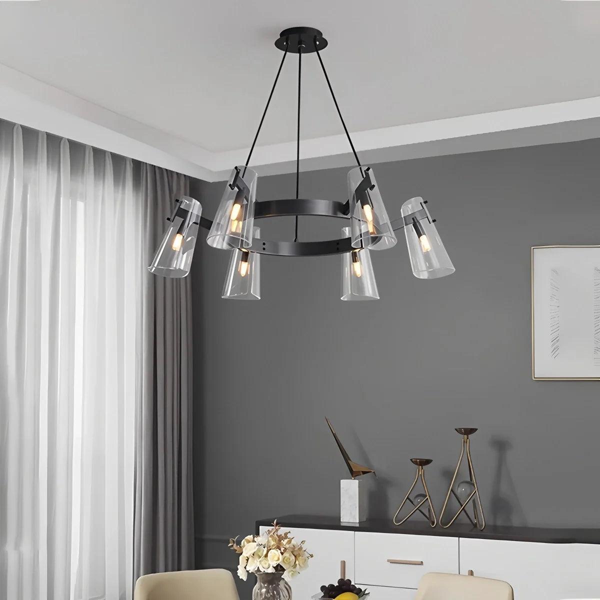 Feyran Modern All-Copper Acrylic Chandelier for Dining Room