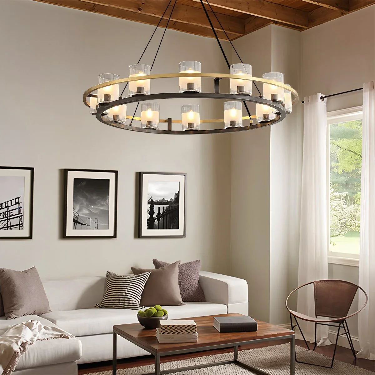 Feyran Nordic Art Simulation Candle Glass Chandelier