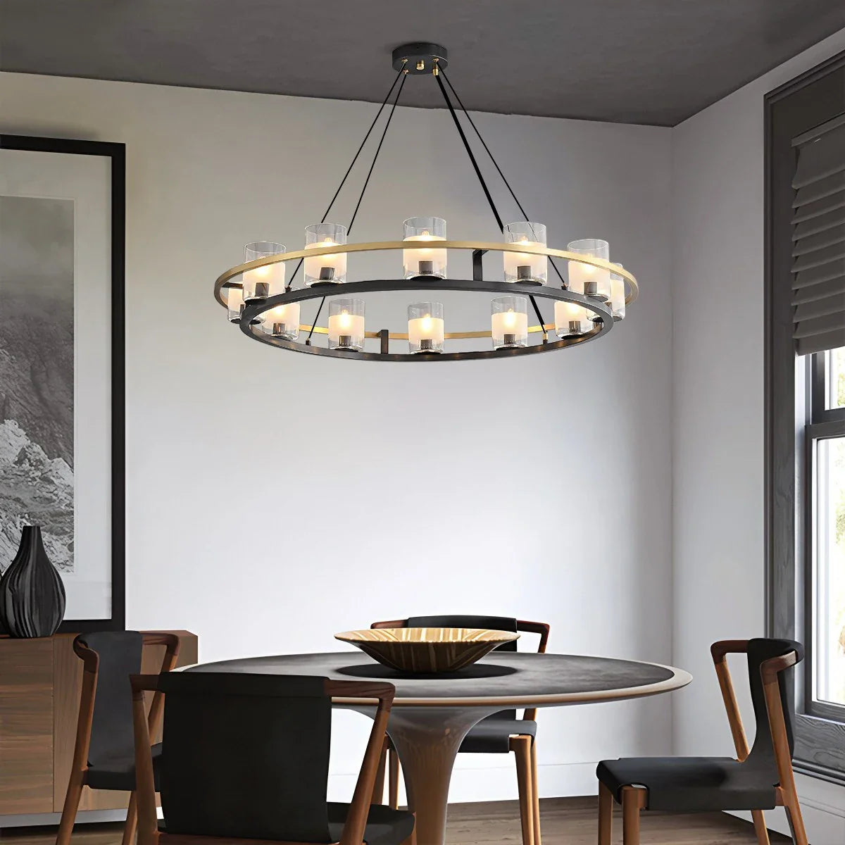 Feyran Nordic Art Simulation Candle Glass Chandelier