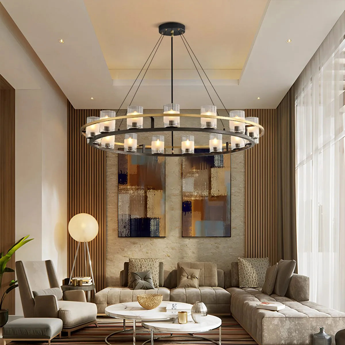 Feyran Nordic Art Simulation Candle Glass Chandelier