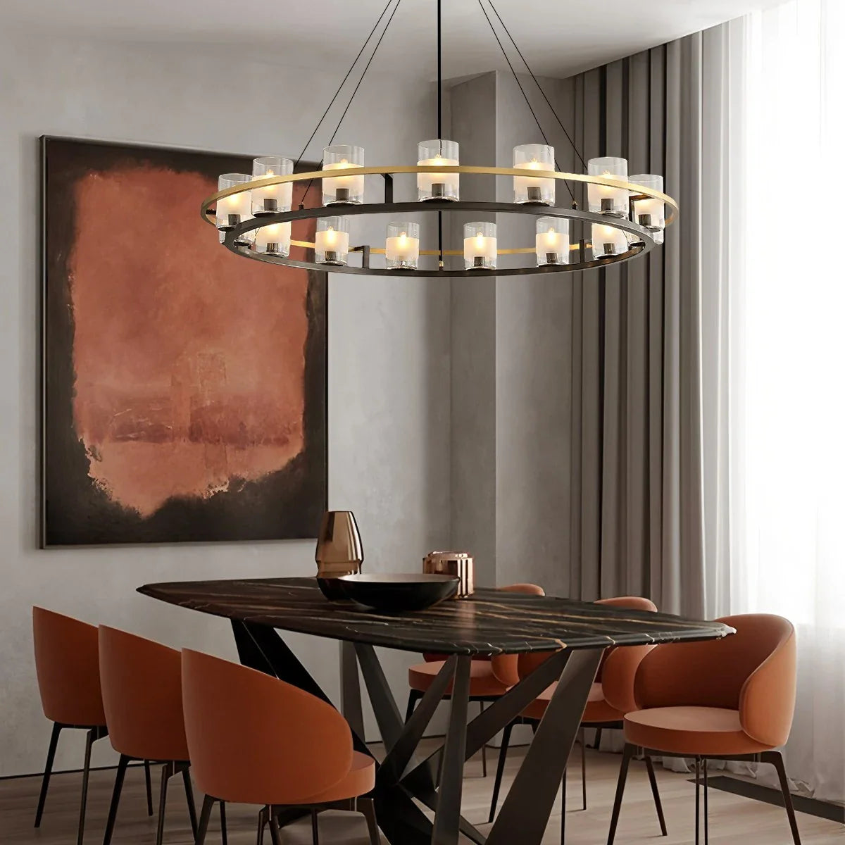 Feyran Nordic Art Simulation Candle Glass Chandelier