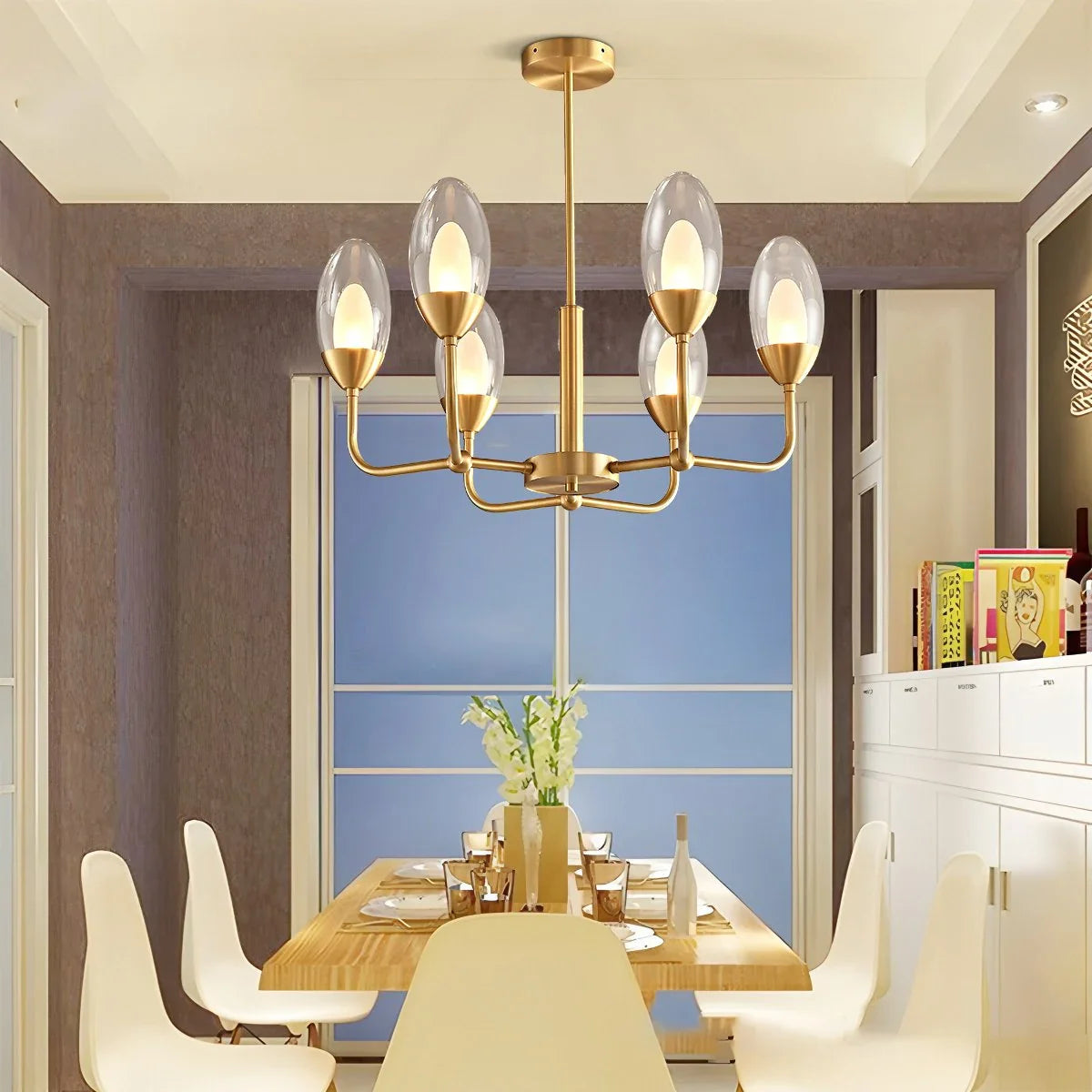 Feyran Luxury Copper & Transparent Glass Chandelier