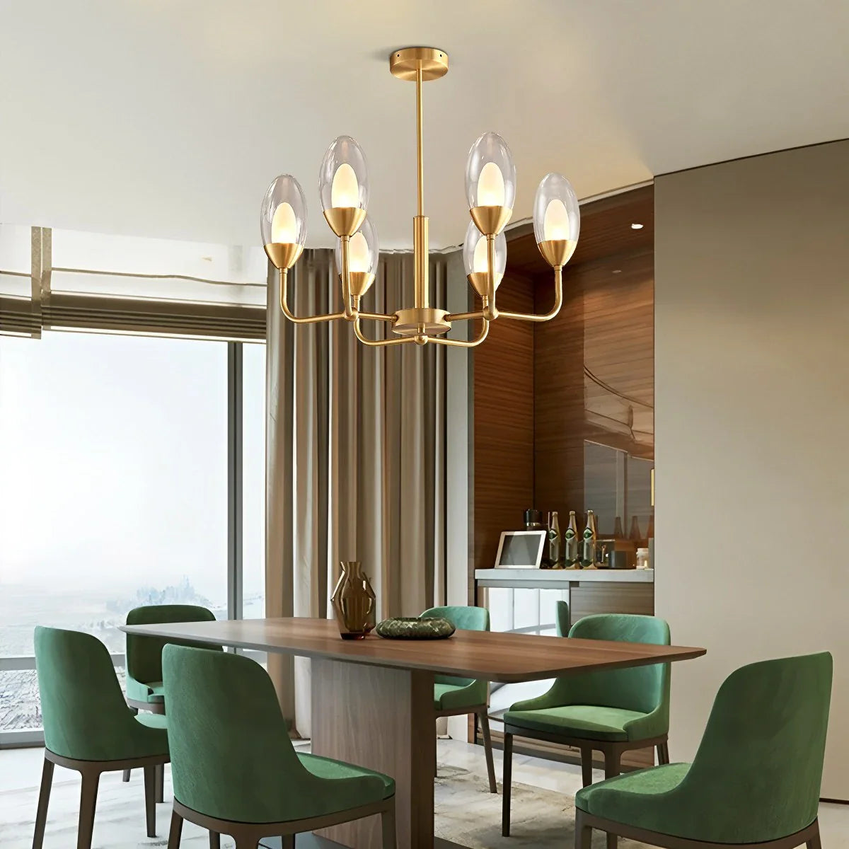 Feyran Luxury Copper & Transparent Glass Chandelier
