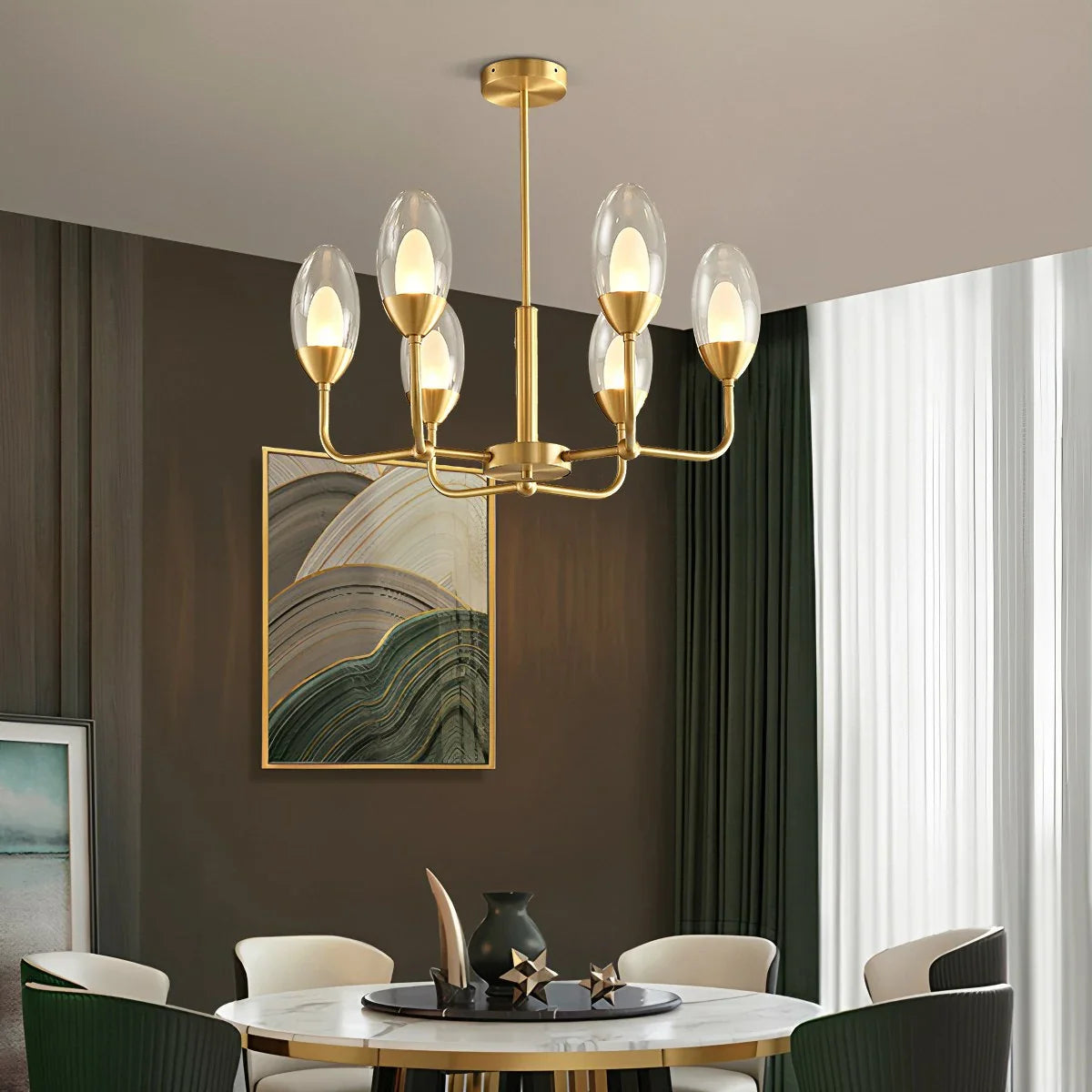 Feyran Luxury Copper & Transparent Glass Chandelier