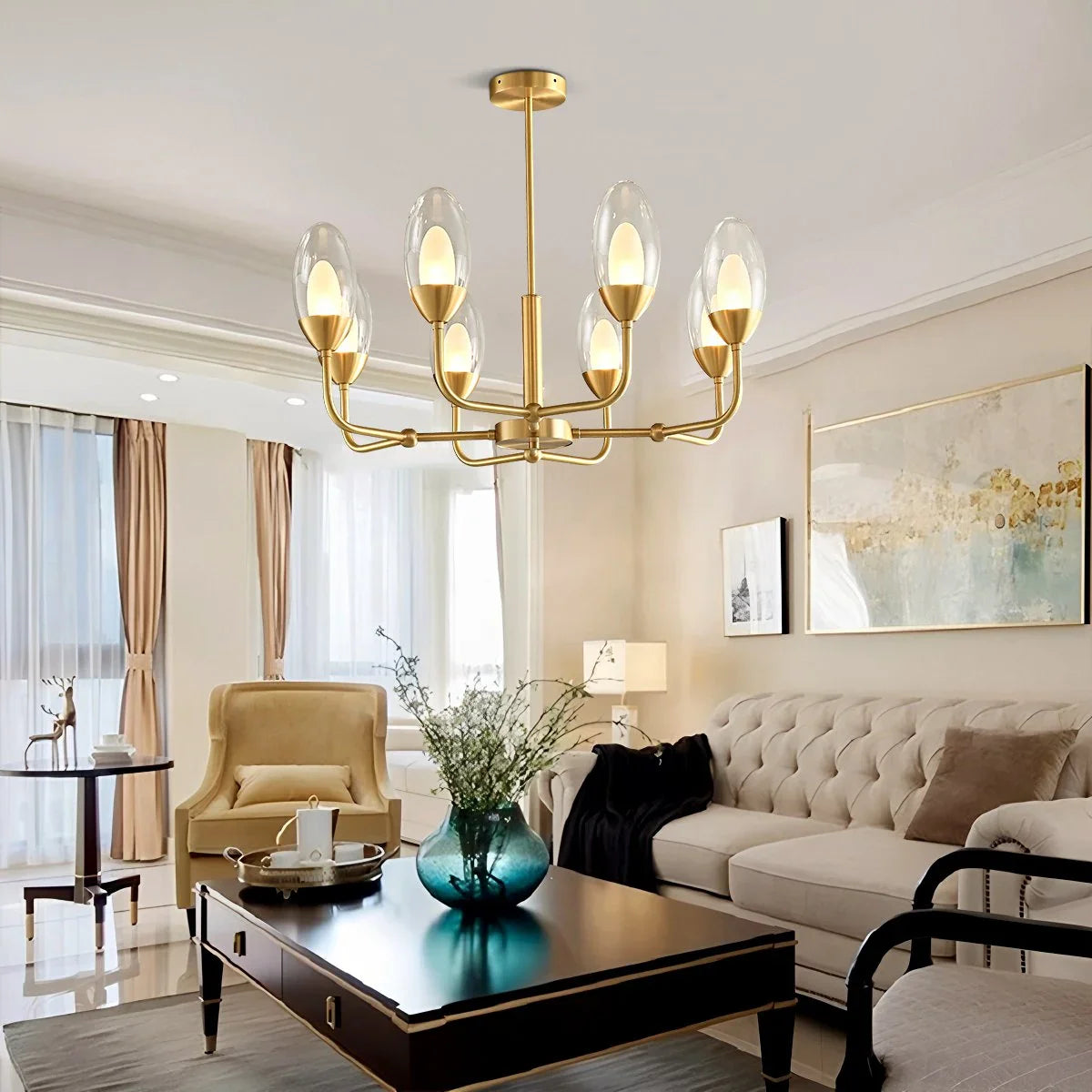 Feyran Luxury Copper & Transparent Glass Chandelier