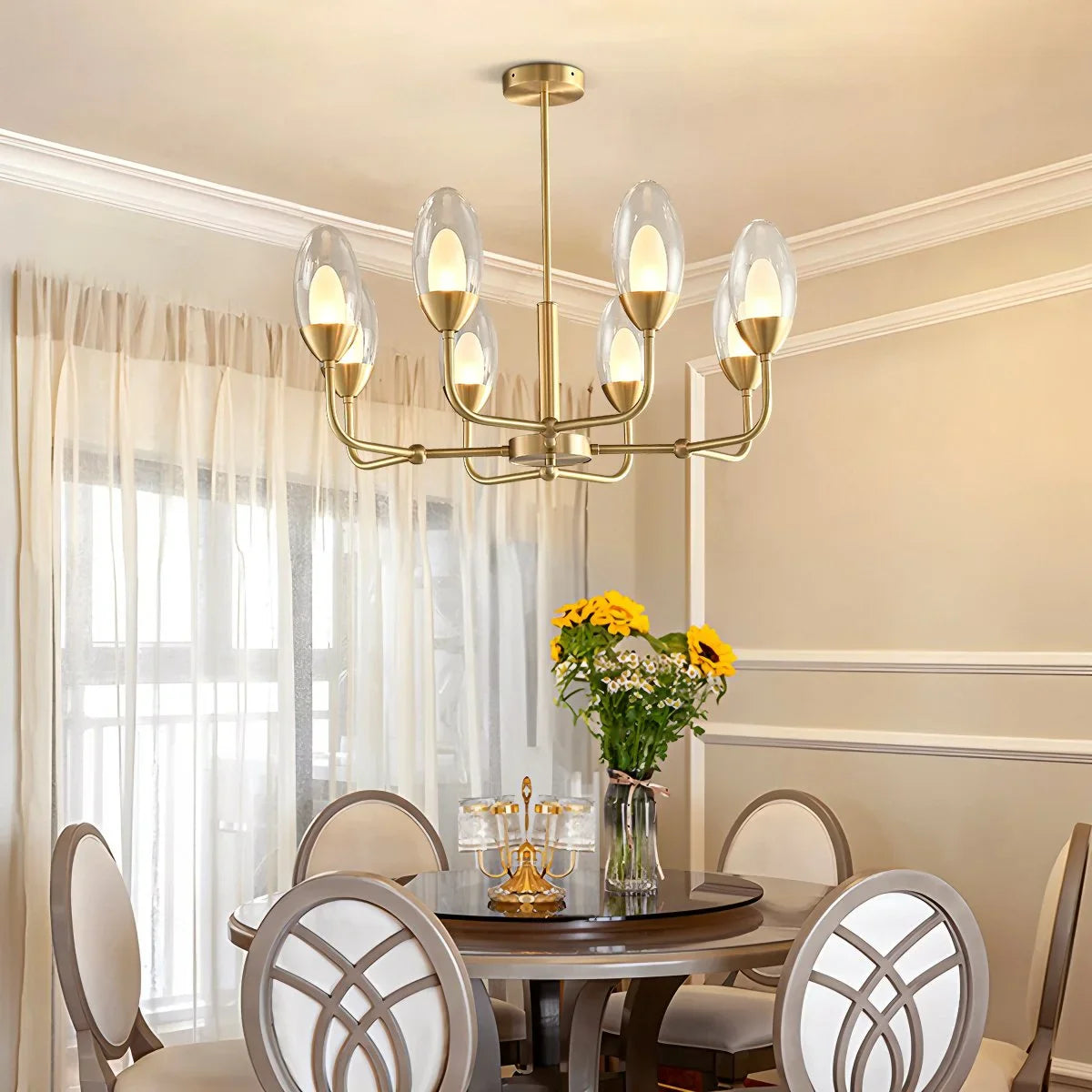 Feyran Luxury Copper & Transparent Glass Chandelier