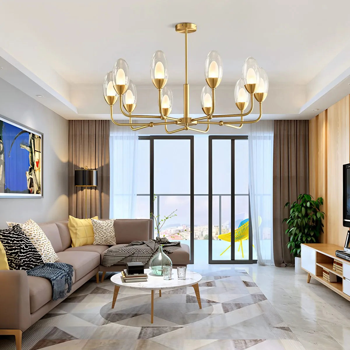 Feyran Luxury Copper & Transparent Glass Chandelier