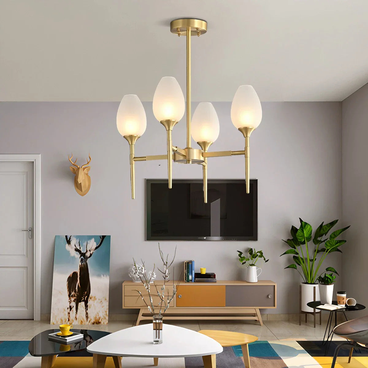 Feyran American All-Copper Bud Glass Chandelier