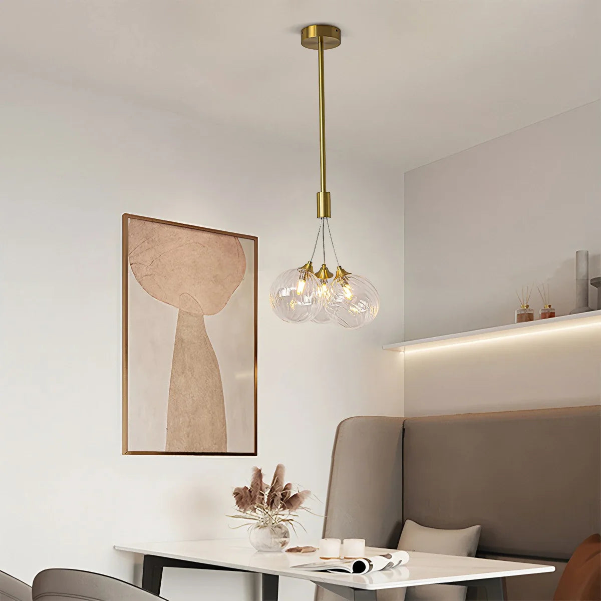 Feyran Luxury All Copper Glass Bubble Ball Chandelier