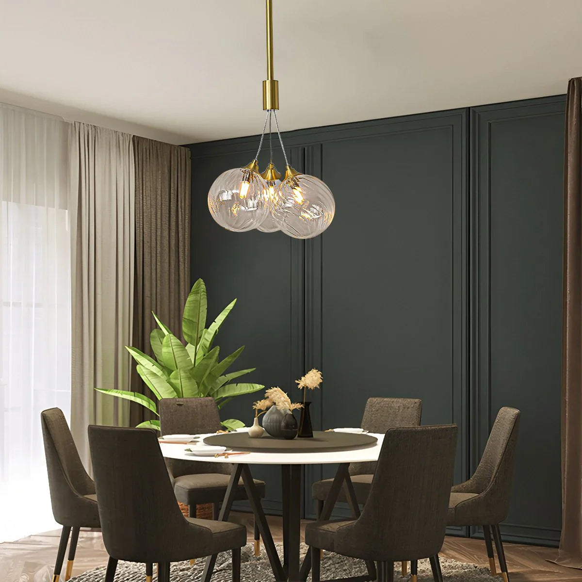 Feyran Luxury All Copper Glass Bubble Ball Chandelier
