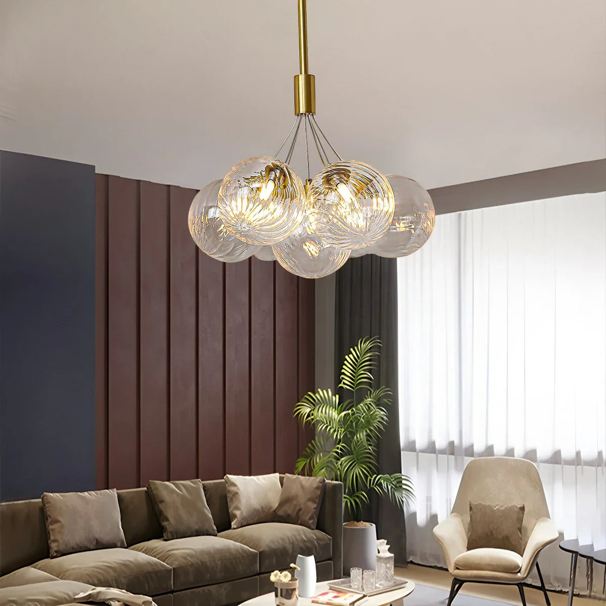 Feyran Luxury All Copper Glass Bubble Ball Chandelier