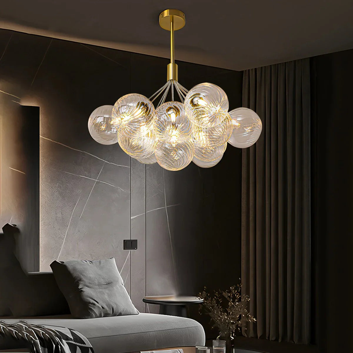 Feyran Luxury All Copper Glass Bubble Ball Chandelier