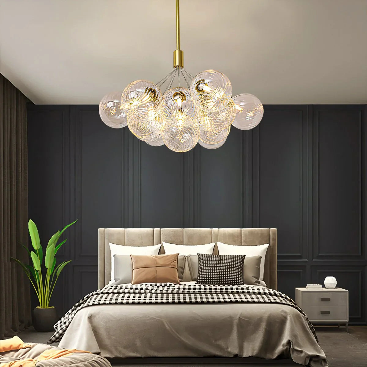 Feyran Luxury All Copper Glass Bubble Ball Chandelier