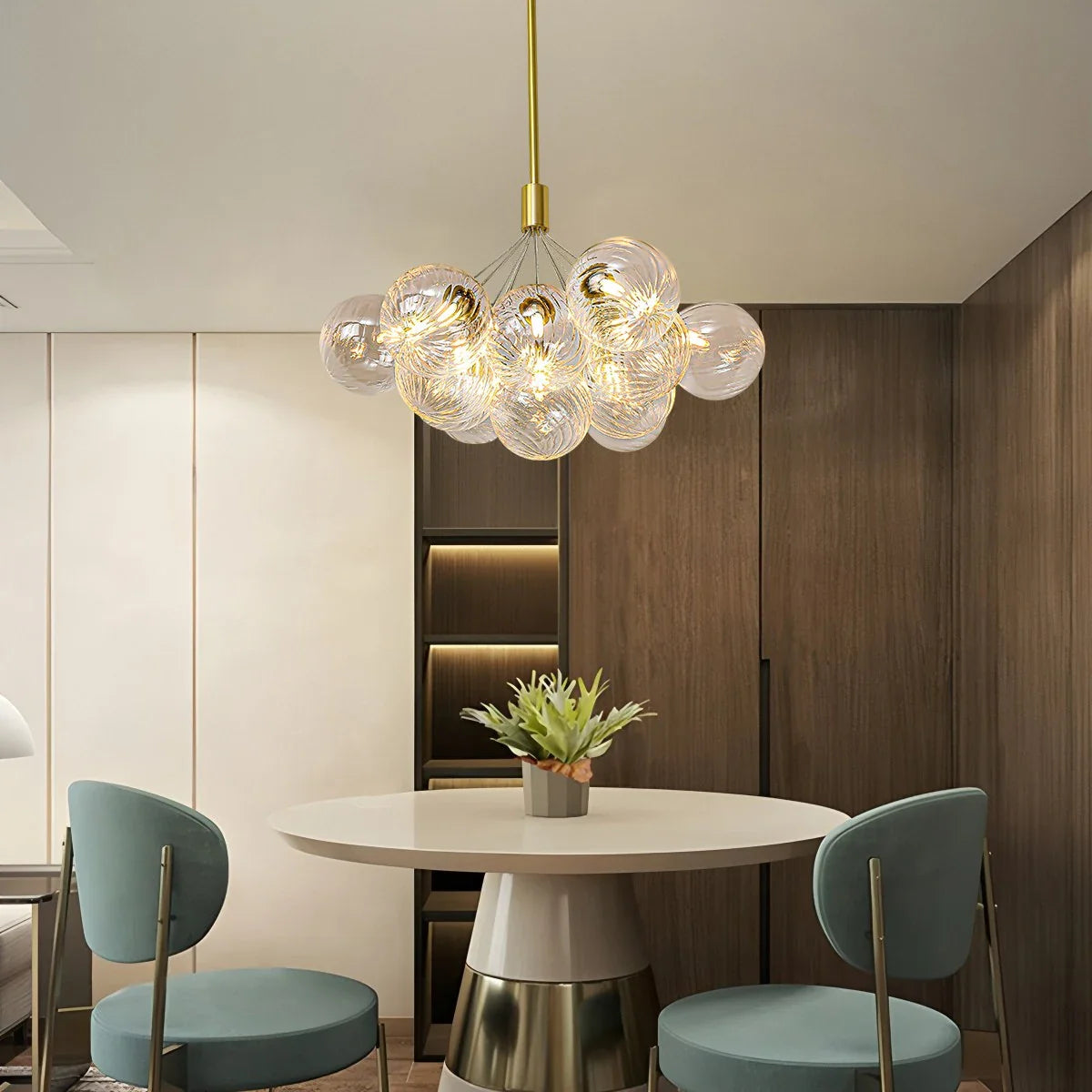Feyran Luxury All Copper Glass Bubble Ball Chandelier