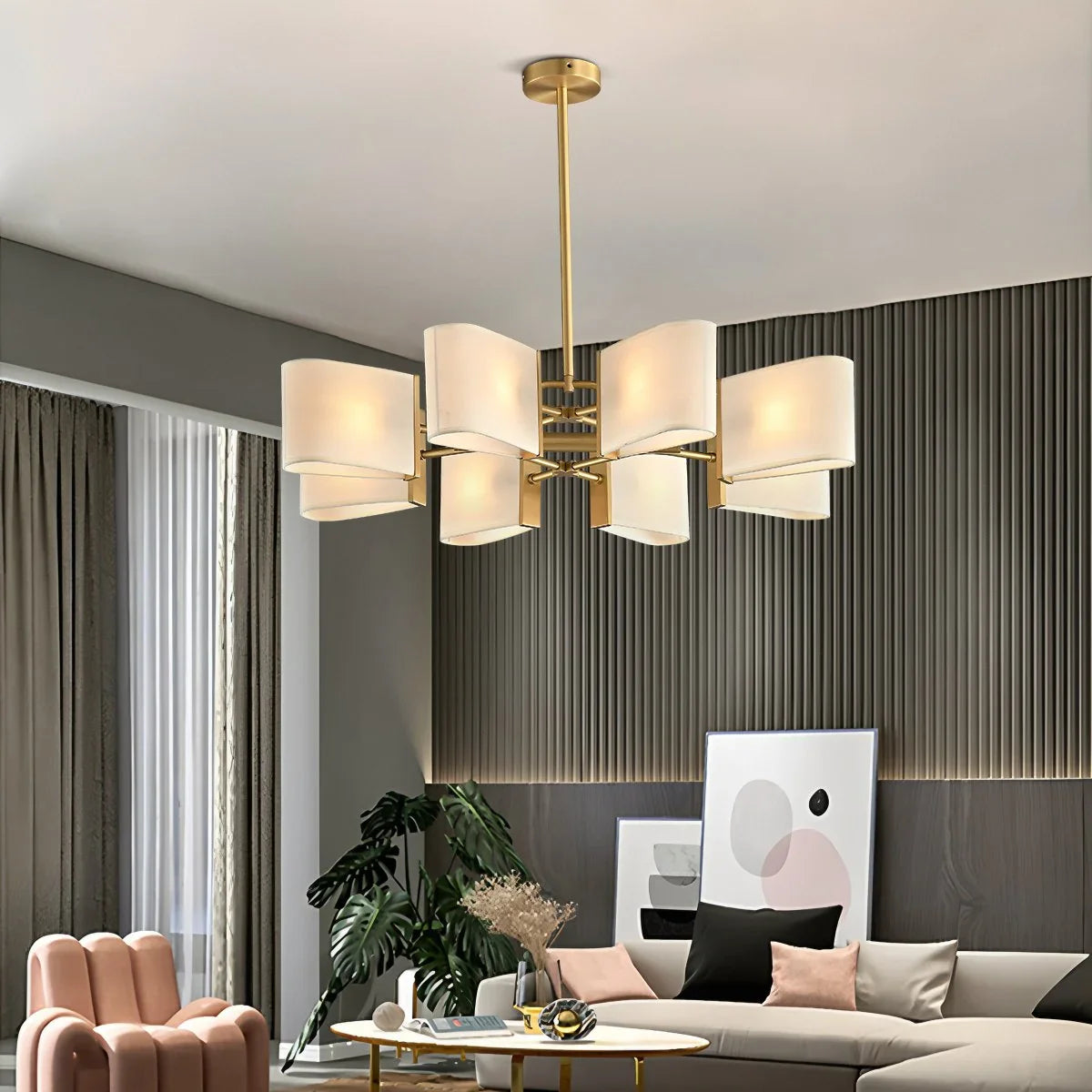Feyran American Retro Brass Fabric Chandelier