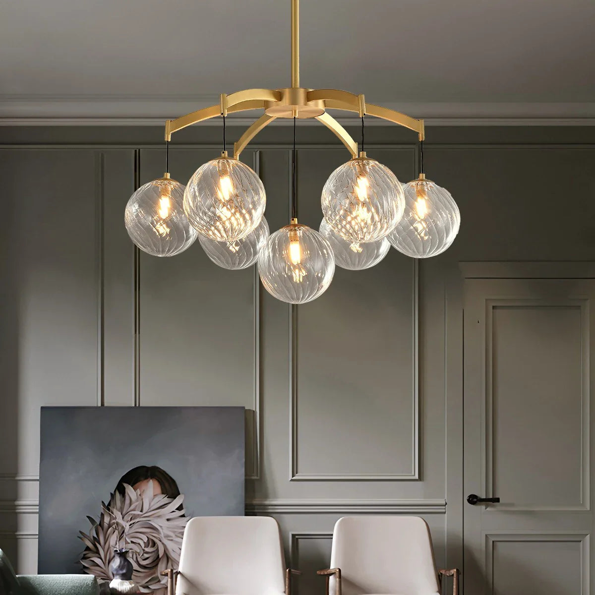 Feyran Modern Luxury Copper Glass Ball Chandelier