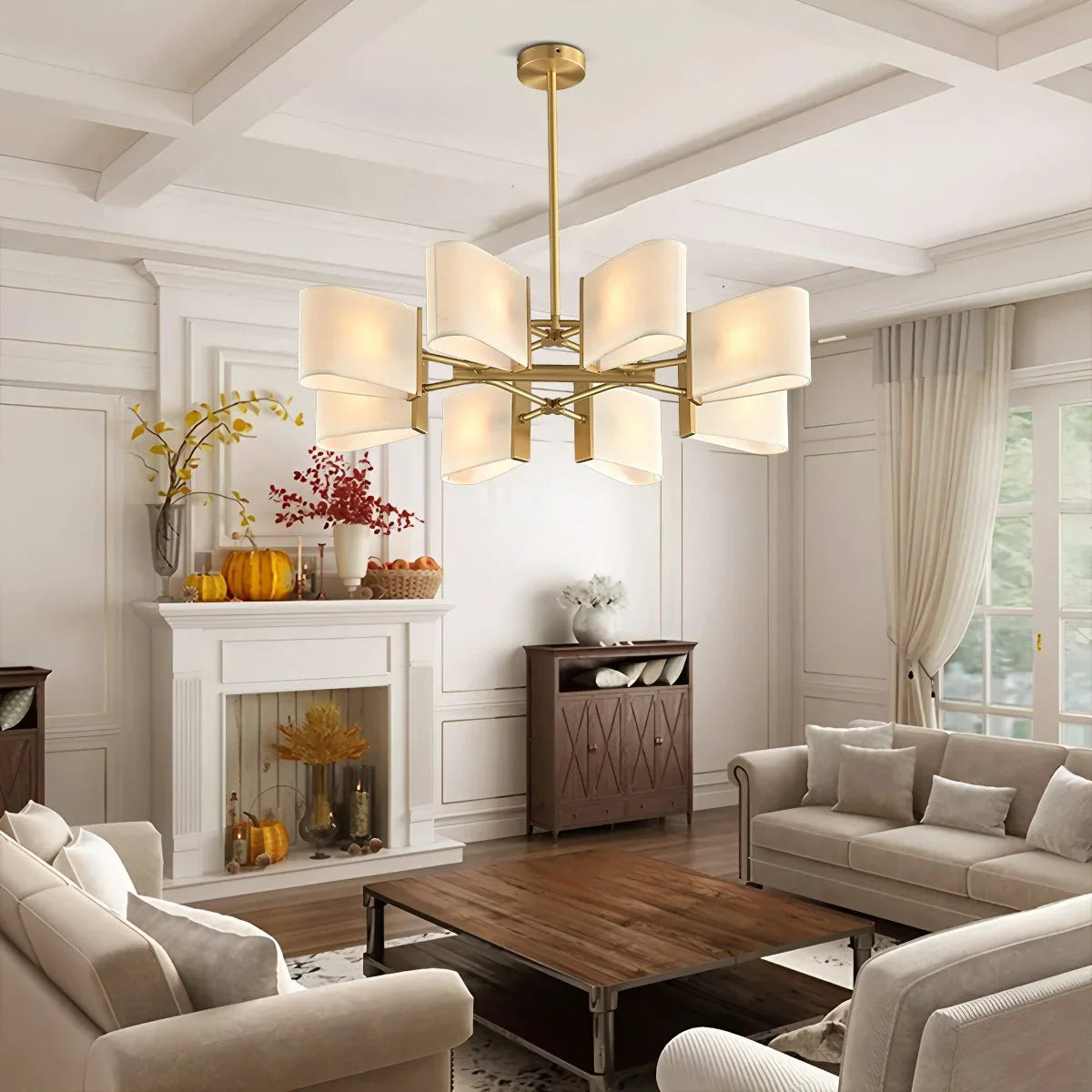 Feyran American Retro Brass Fabric Chandelier