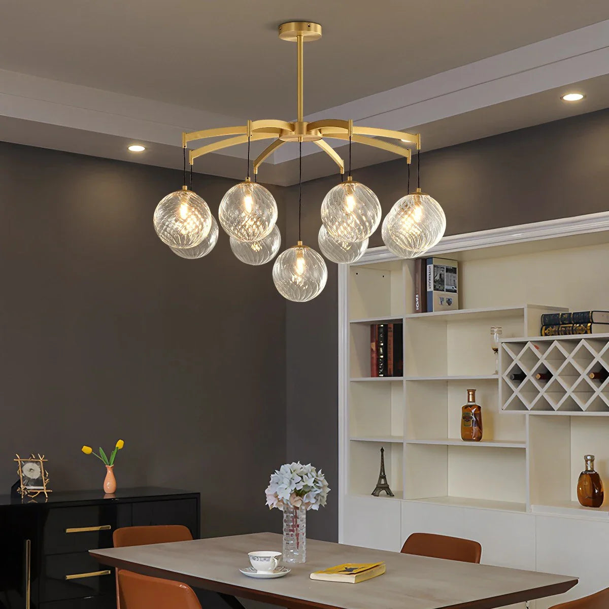 Feyran Modern Luxury Copper Glass Ball Chandelier