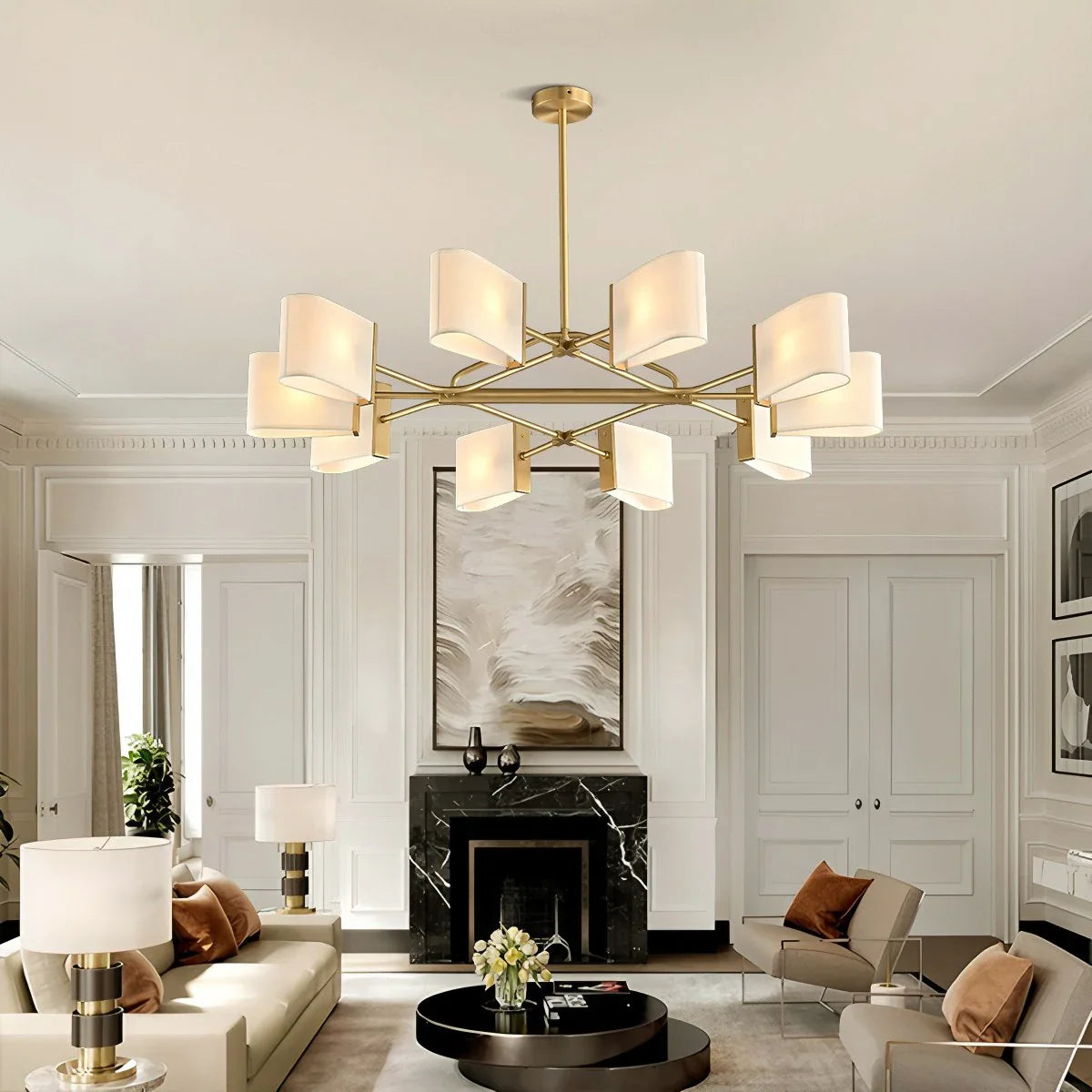Feyran American Retro Brass Fabric Chandelier