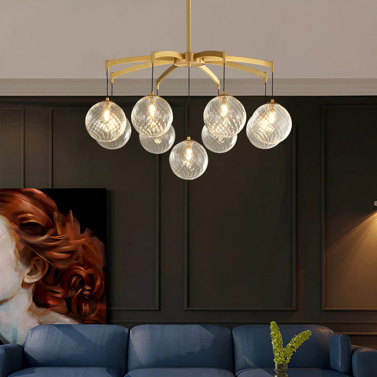 Feyran Modern Luxury Copper Glass Ball Chandelier