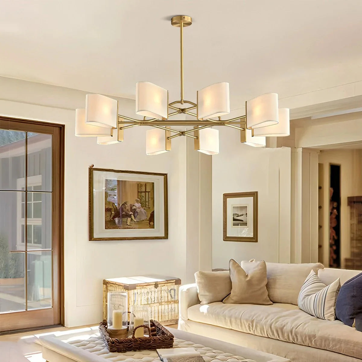 Feyran American Retro Brass Fabric Chandelier