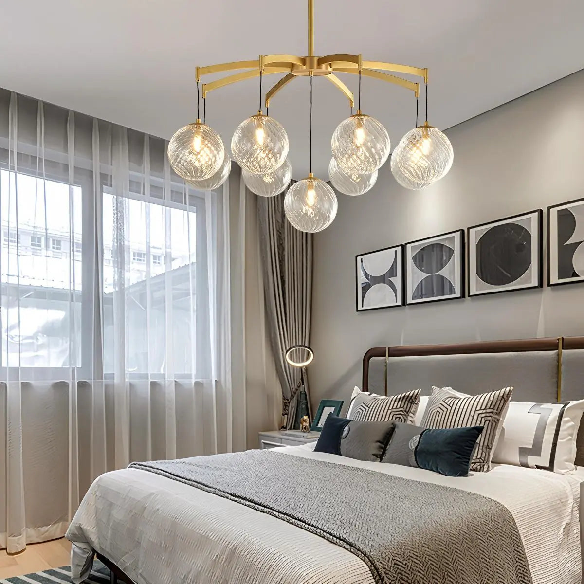 Feyran Modern Luxury Copper Glass Ball Chandelier