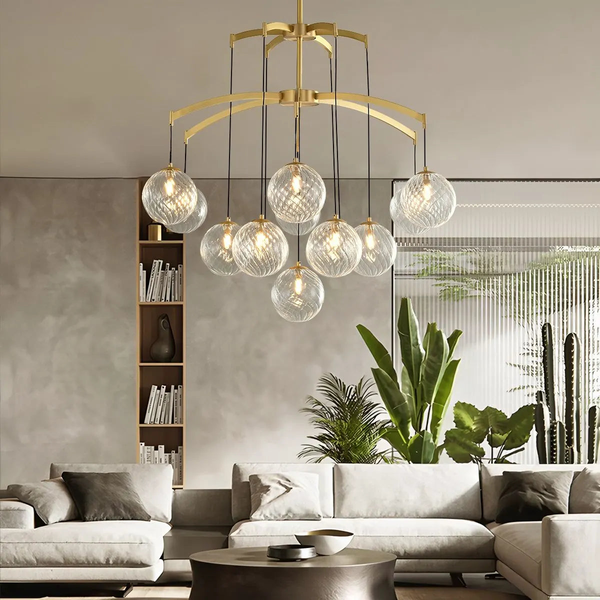 Feyran Modern Luxury Copper Glass Ball Chandelier