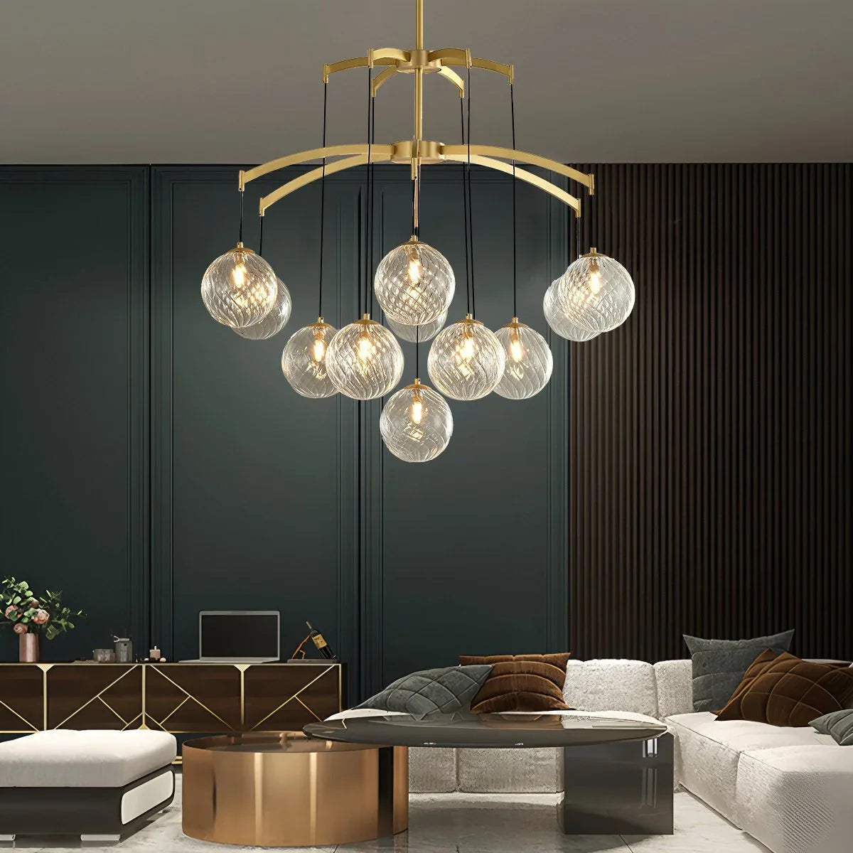 Feyran Modern Luxury Copper Glass Ball Chandelier
