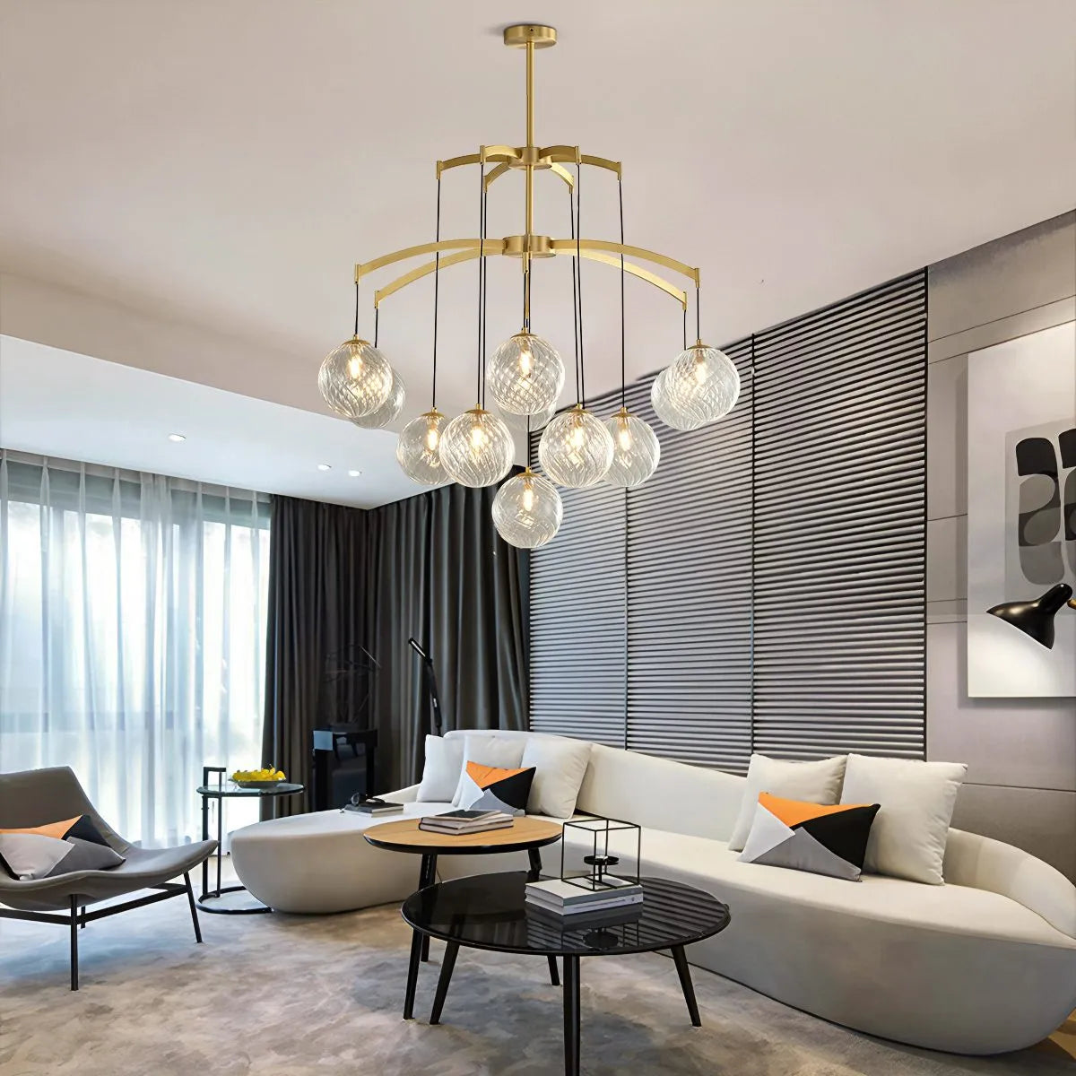 Feyran Modern Luxury Copper Glass Ball Chandelier