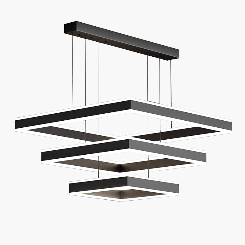 Feyran Tiered Black Square Pendant Lamp for Living Room