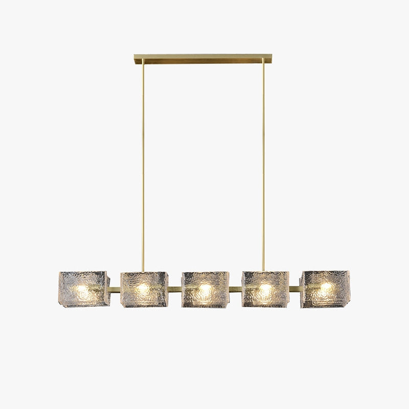 Feyran Textured Glass Linear Chandelier for Dining Room