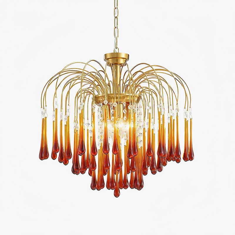Feyran French Retro Water Drop Glass Chandelier