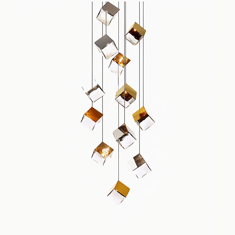 Feyran Ice Cube Textured Glass Chandelier