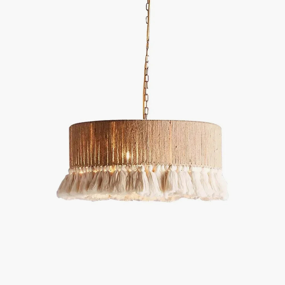Feyran Boho Vintage Twine Fringe Pendant Light