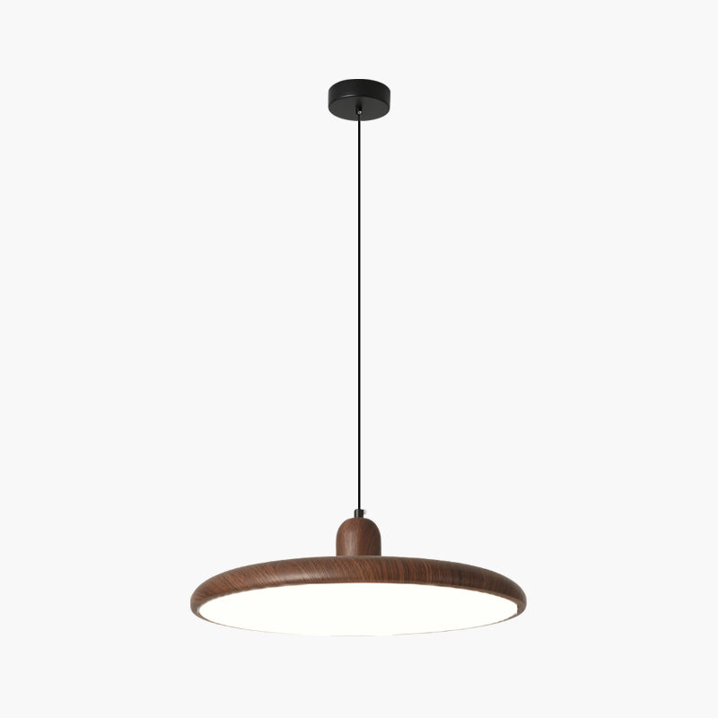 Feyran Retro Walnut Color Round UFO Pendant Light