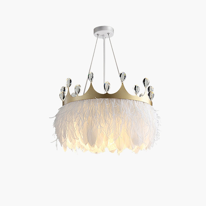Feyran Nordic Feather Crystal Crown Chandelier