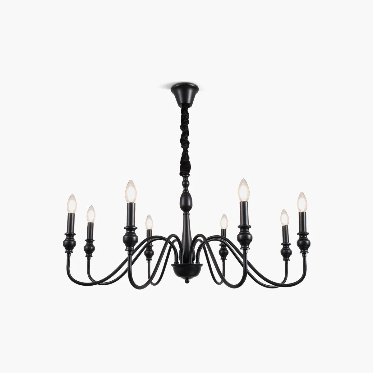 Feyran American Simple Black Candle-Style Chandelier
