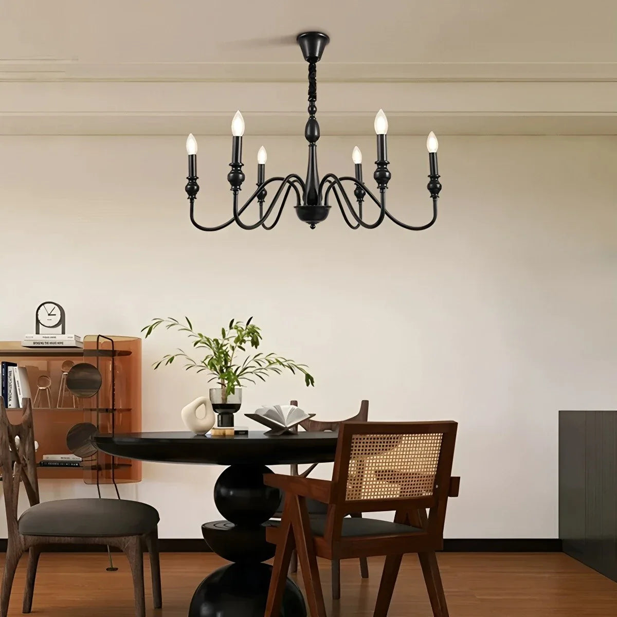 Feyran American Simple Black Candle-Style Chandelier